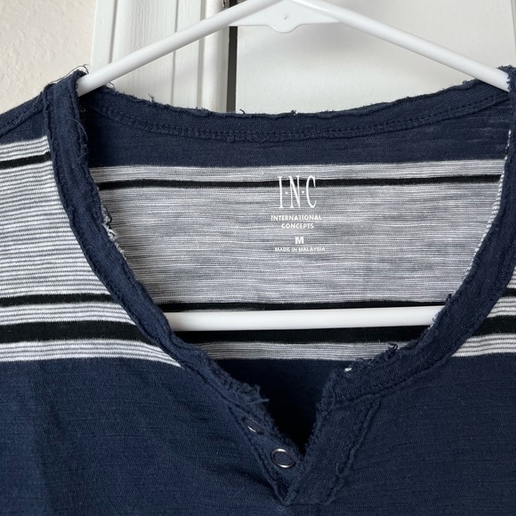 INC International Concepts Men's Shirt Medium Striped Blue - Picture 5 of 7